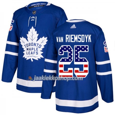 Miehille NHL Toronto Maple Leafs Pelipaita James Van Riemsdyk 25 Adidas 2017-2018 Sininen USA Flag Fashion Authentic